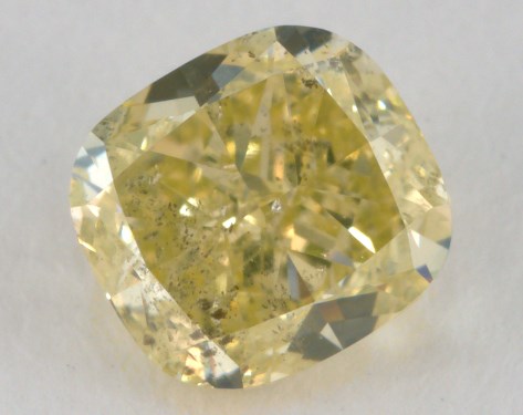0.53 Carat fancy greenish yellow Cushion Cut Diamond 