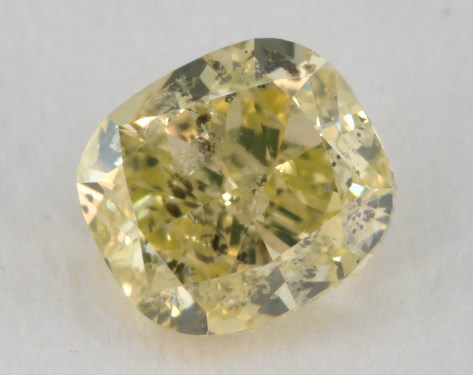 0.43 Carat fancy greenish yellow Cushion Cut Diamond 
