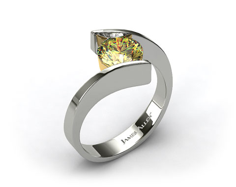 18k White Gold Spiral Solitaire Engagement Ring