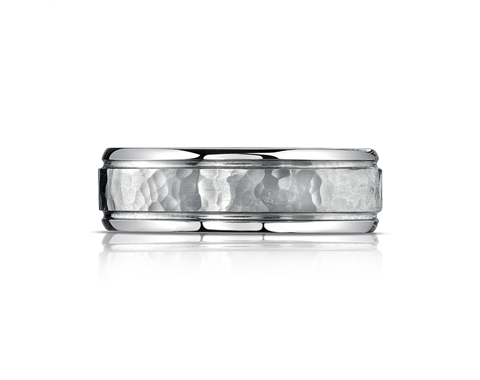 Titanium 7mm Hammered Wedding Ring