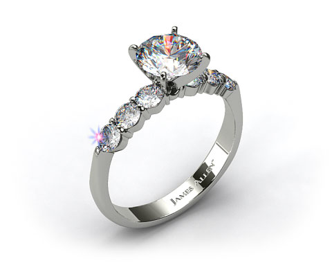 14k White Gold Common Prong Six Round Diamond Engagement Ring