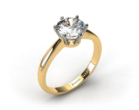 18k Yellow Gold Six Prong Wire Basket Engagement Ring