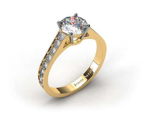 18k Yellow Gold 0.35ct Pave Cathedral Engagement Ring