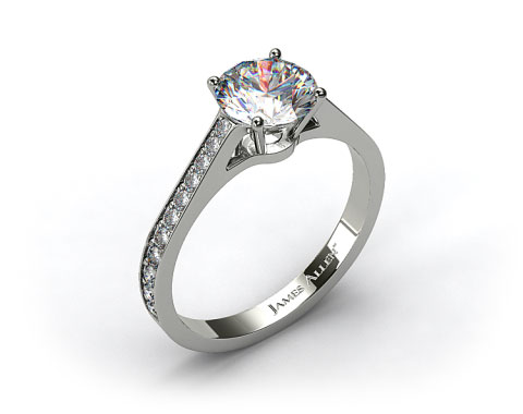 18k White Gold 2.2mm Pave Diamond Engagement Ring