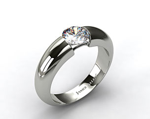 14k White Gold Round Brilliant Bar Set Diamond Solitaire Setting