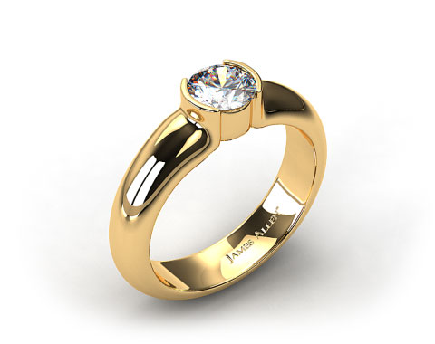 Yellow Gold 5.4mm Half-Bezel Diamond Solitaire Setting