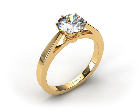 18k Yellow Gold Tapered Six Prong Filigree Basket Solitaire Engagement Ring