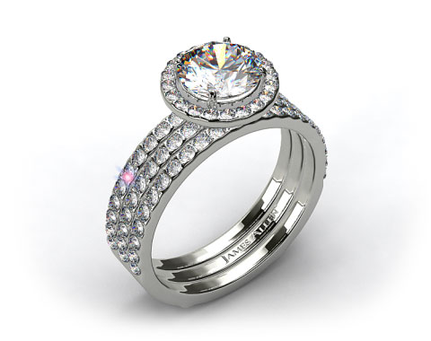Platinum 1.5-4.5mm Diamond Halo Pave Bridal Set