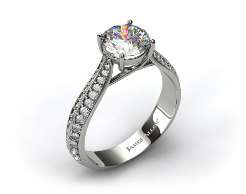 18k White Gold 0.28ctw Pave Set Diamond Engagement Ring