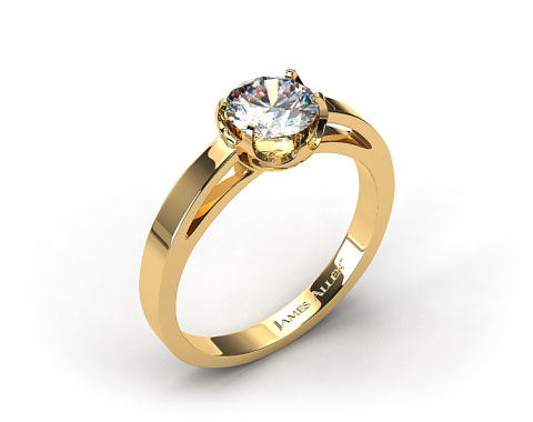 18k Yellow Gold Six Prong Flat Tab Solitaire Engagement Ring