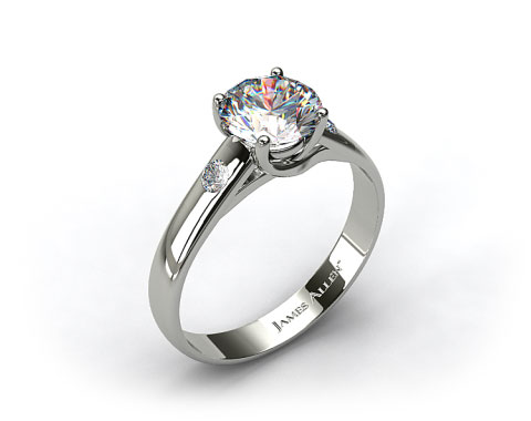 Platinum 3.3 mm Cross Prong Diamond Accent Solitaire Ring