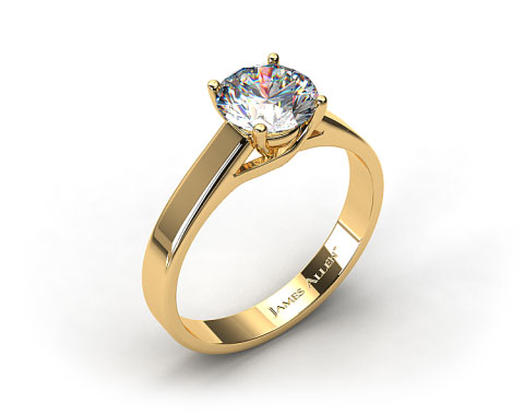18k Yellow Gold 3.3mm Cross Prong Solitaire Engagement Ring