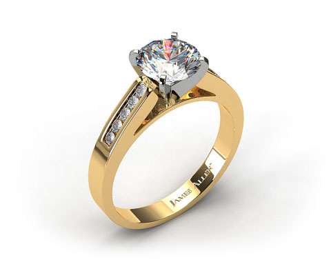 18k Yellow Gold 0.13ctw Channel Set Round Shaped Diamond Engagement Ring