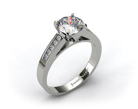 14k White Gold 0.25ct Channel Set Princess Shaped Diamond Engagement Ring