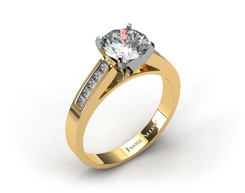 18k Yellow Gold 0.25ct Channel Set Princess Shaped Diamond Engagement Ring