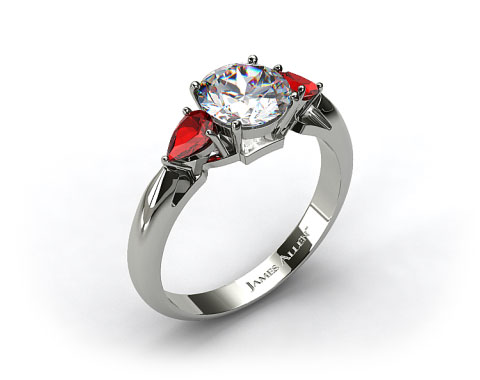 Platinum Three Stone Pear Shaped Ruby Engagement Ring