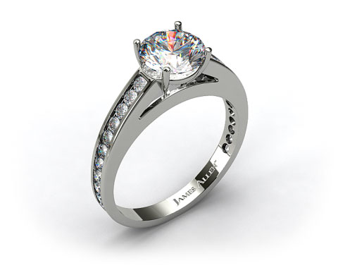 Platinum Channel Set Round Diamond Engagement Ring