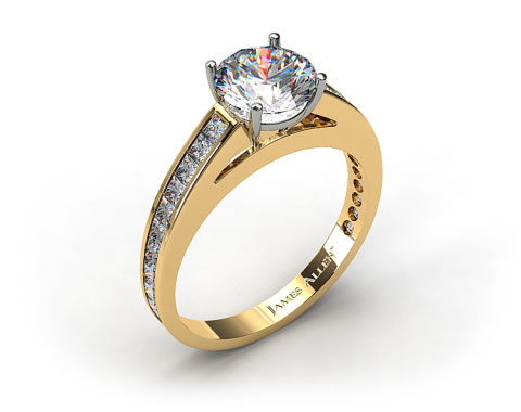 18k Yellow Gold Channel Set Princess Shaped Diamond Engagement Ring