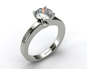 14k White Gold Flat Edged Diamond Solitaire Engagement Ring 