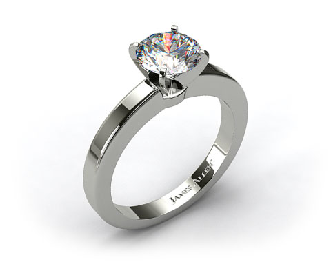 Platinum Flat Edged Diamond Solitaire Engagement Ring 