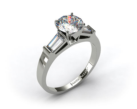 18k White Gold Tapered Baguette Diamond Engagement Ring