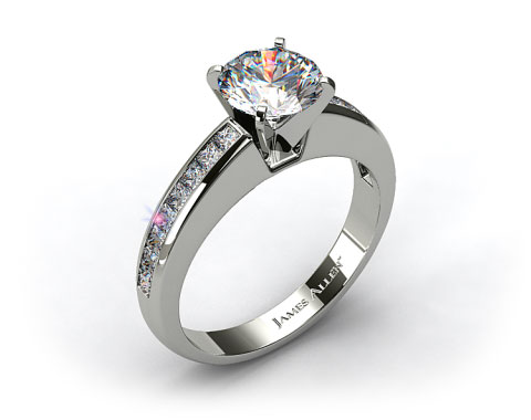 14k White Gold 0.60ct Channel Set Princess Shaped Engagement Ring