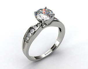 14k White Gold Bow-Tie Channel Set Round Shaped Diamond Engagement Ring