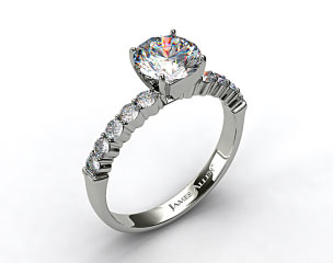 14k White Gold Common Prong Ten Round Diamond Engagement Ring