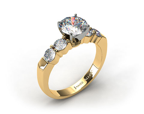 18k Yellow Gold Common Prong Four Round Diamond Engagement Ring