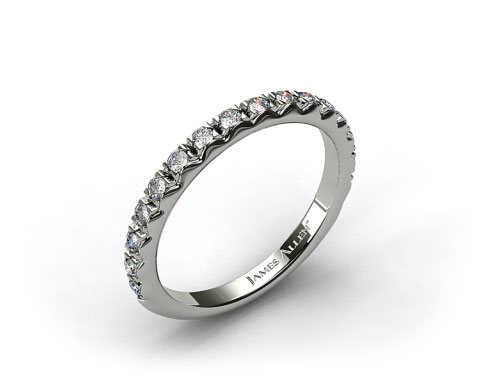 14k White Gold 0.34ct Rounded French-Cut Pave Diamond Wedding Ring
