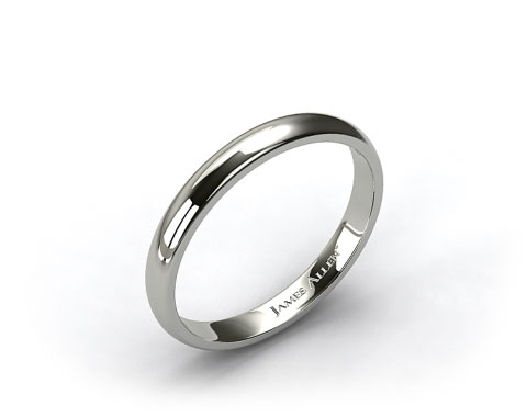 18k White Gold 2.5mm Half Round Wedding Band