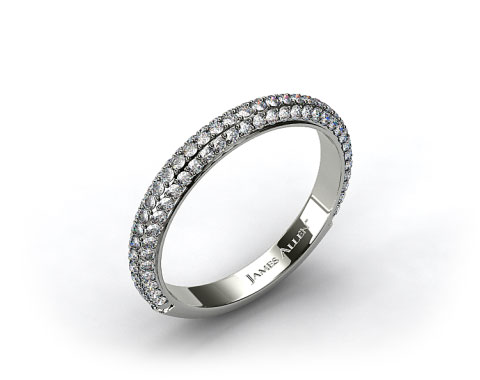 14k White Gold 1.15ctw Rounded Pave Set Diamond Wedding Ring