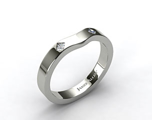 18k White Gold 0.06ct Slightly Curved Princess Shaped Diamond Wedding Ring