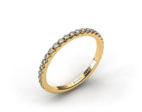 Ladies 18k Yellow Gold French Cut Pave Diamond Wedding Ring