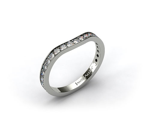 18k White Gold .17ct Curved Pave Set Diamond Wedding Ring