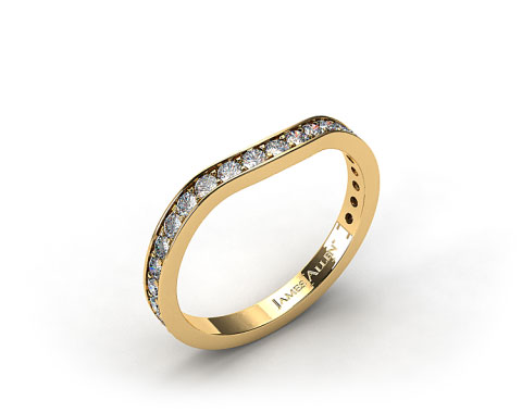 18k Yellow Gold .17ct Curved Pave Set Diamond Wedding Ring