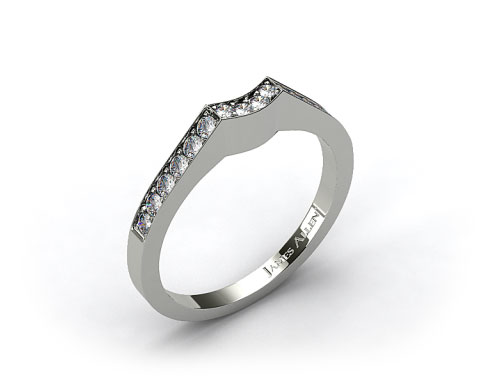 Platinum Curved Pave Set Diamond Wedding Ring