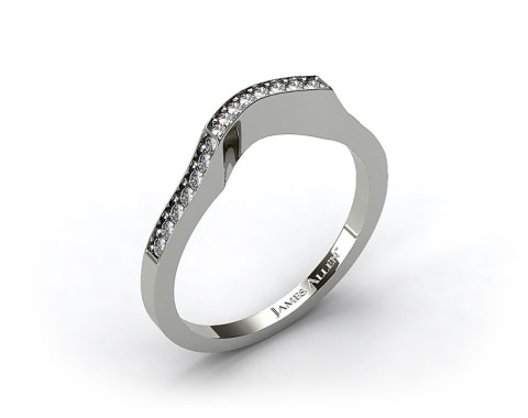 18k White Gold Curved Pave Set Diamond Wedding Ring
