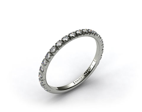 18k White Gold 0.20ct Thin French-Cut Pave Set Diamond Wedding Ring