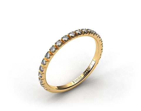 18k Yellow Gold 0.20ct Thin French-Cut Pave Set Diamond Wedding Ring