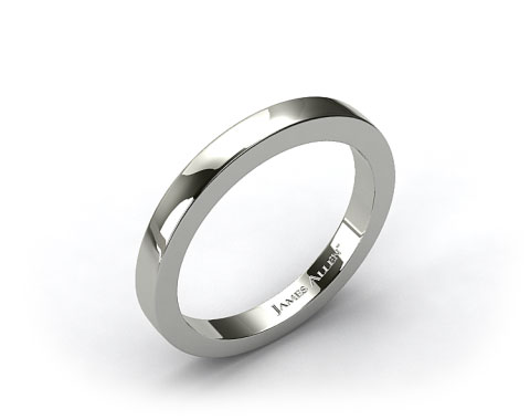 14k White Gold Flat Squared Wire Wedding Ring