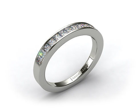 14k White Gold 0.52ct Channel Set Princess Diamond Wedding Ring