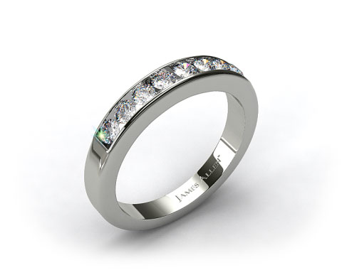 14k White Gold 0.45ct Channel Set Round Diamond Wedding Ring