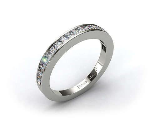 14k White Gold 0.57ct Channel Set Princess Diamond Wedding Ring