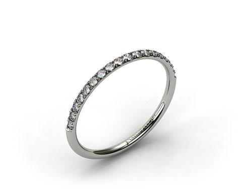 18k White Gold 1.5mm, 23 Stone, 0.16ctw Matching Pave Wedding Band