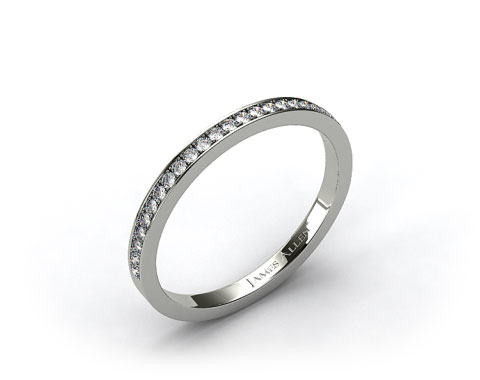 14k White Gold 2mm, 26 Stone, 0.18ctw Matching Pave Wedding Band