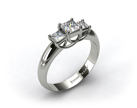 Platinum 0.50 Carat Total Weight Three Stone Princess Shaped Engagement Ring