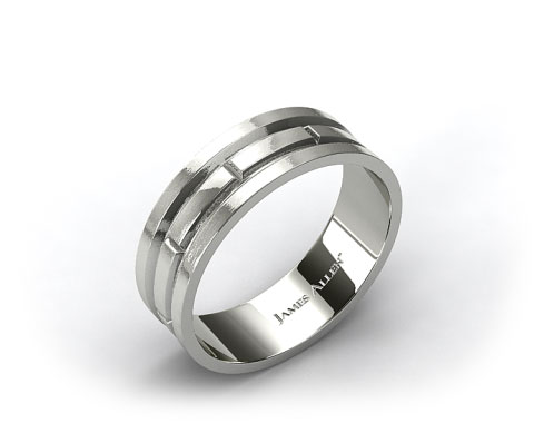 Platinum 8mm Rectangular Designed Comfort Fit Wedding Band