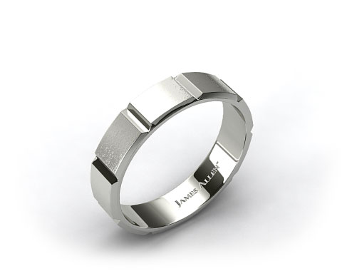 Platinum 6mm Grooved Satin Finish Comfort Fit Wedding Band