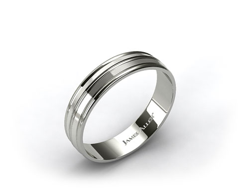 14k White Gold 6mm Grooved Comfort Fit Wedding Band